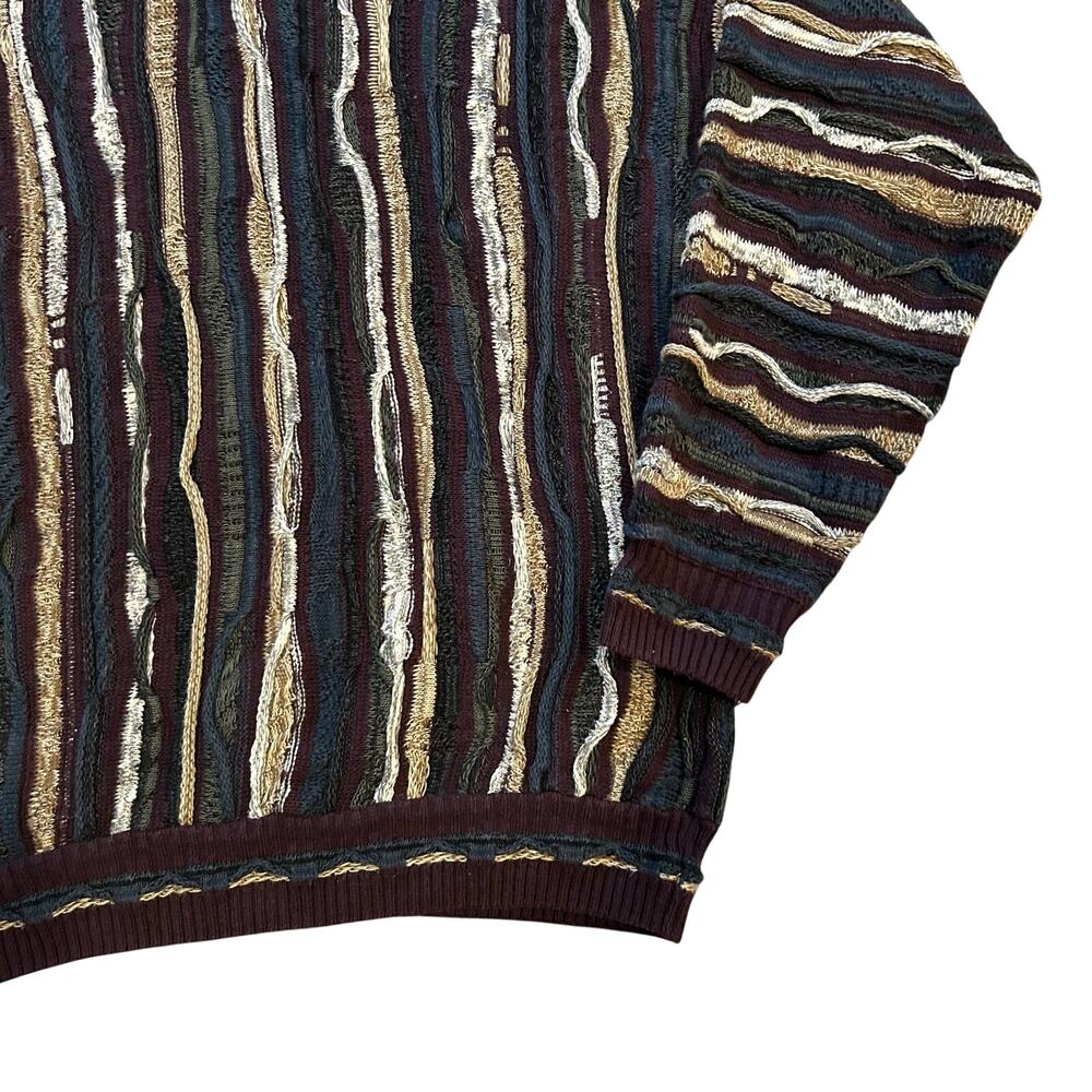 Vintage 90s Earth Tone 3D Textured Knit Coogi Style Sweater Professor Core Large - Picture 6 of 14